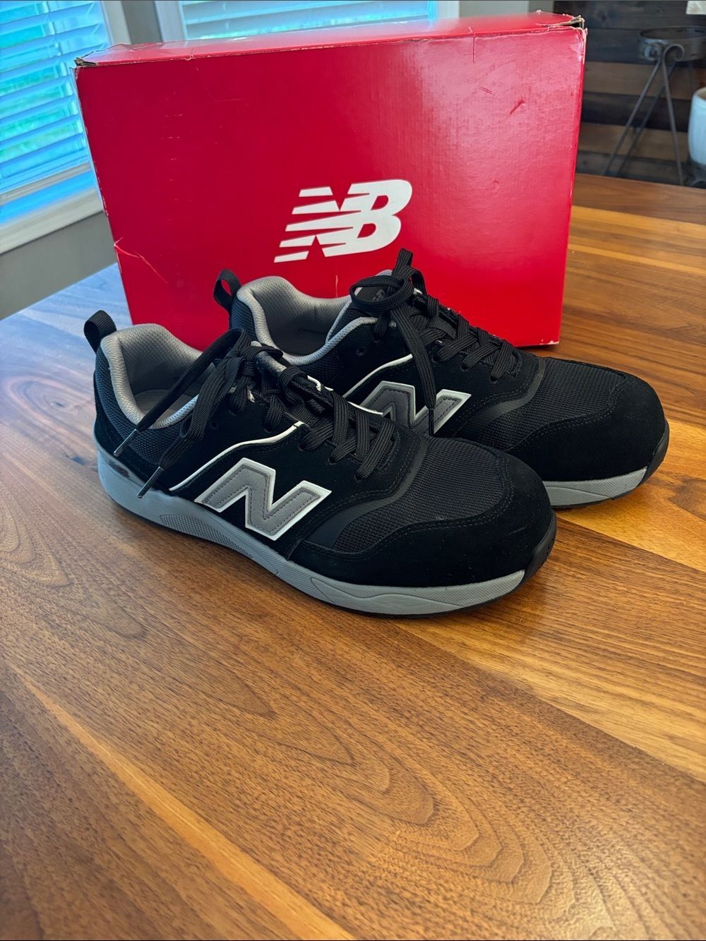 New Balance Black Gray Elite Lite EH Muelehbg Comp Toe Work Shoes Mens Size 10.5